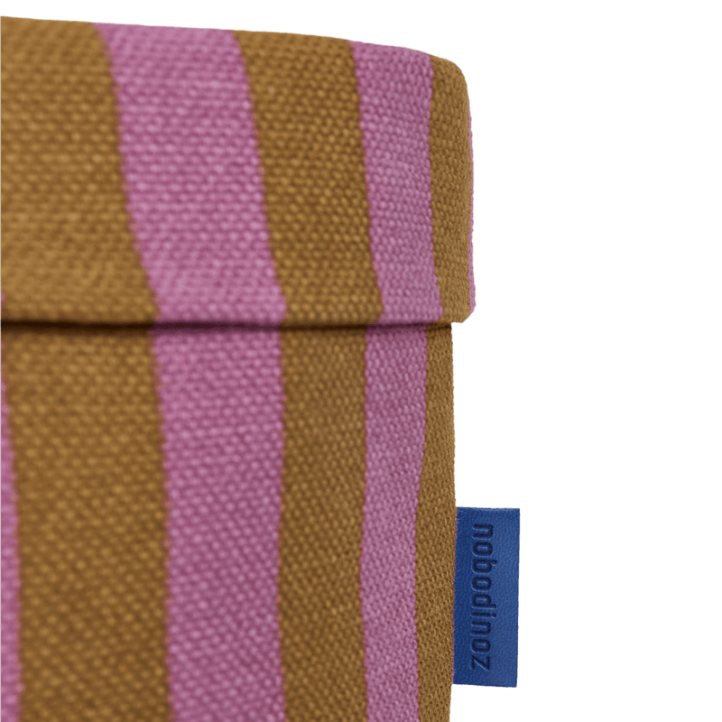 Nobodinoz - Vibes collection - Round Large Storage Basket - Pink/Curry Stripes