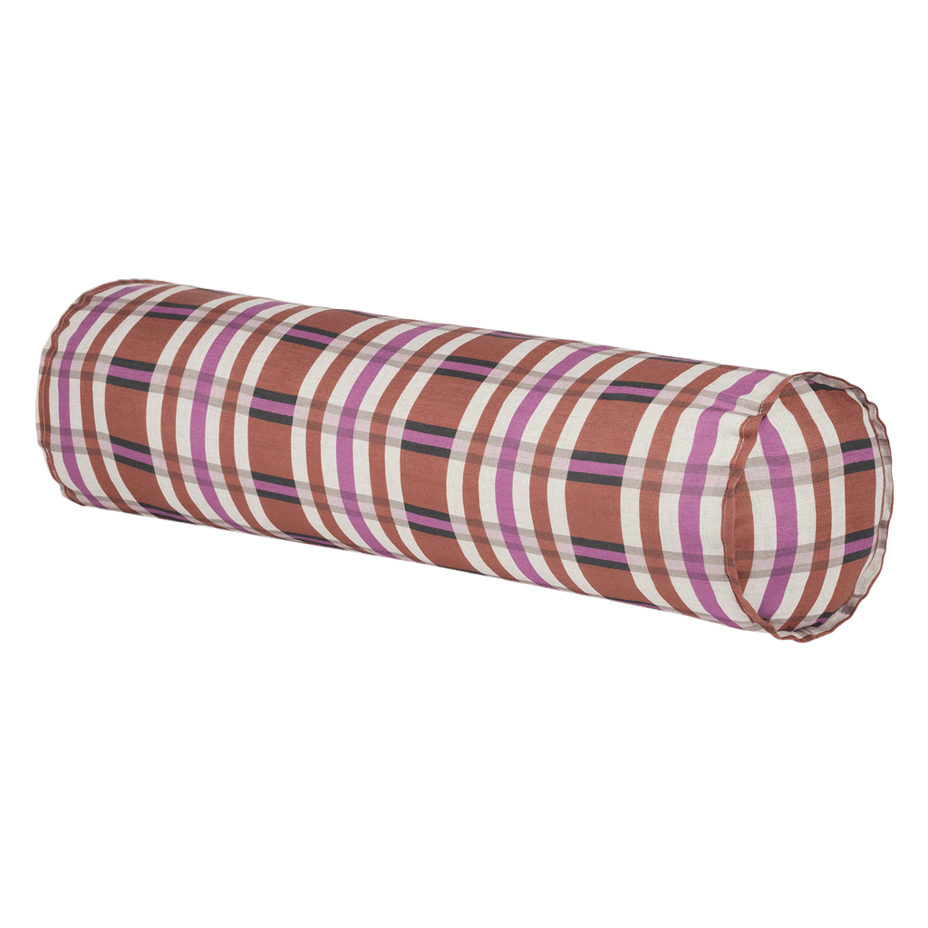 Nobodinoz - Vibes collection - Roll cylinder pillow - Pink Red Grid
