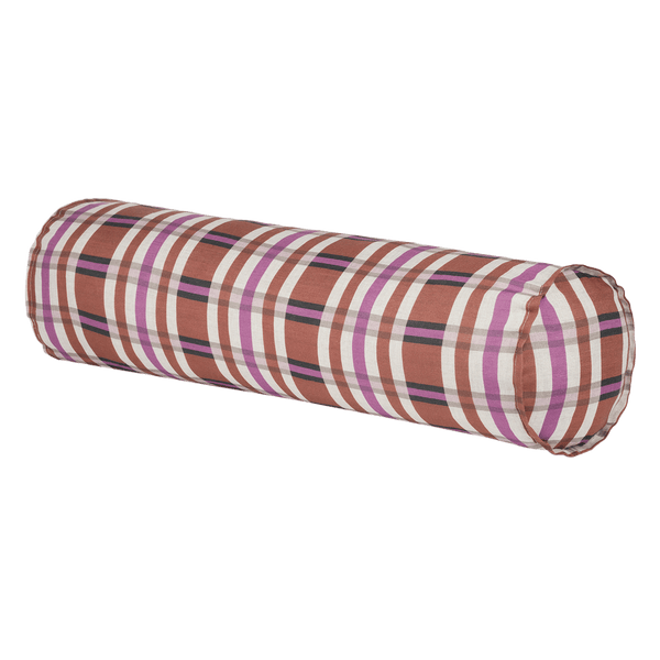Nobodinoz - Vibes collection - Roll cylinder pillow - Pink Red Grid