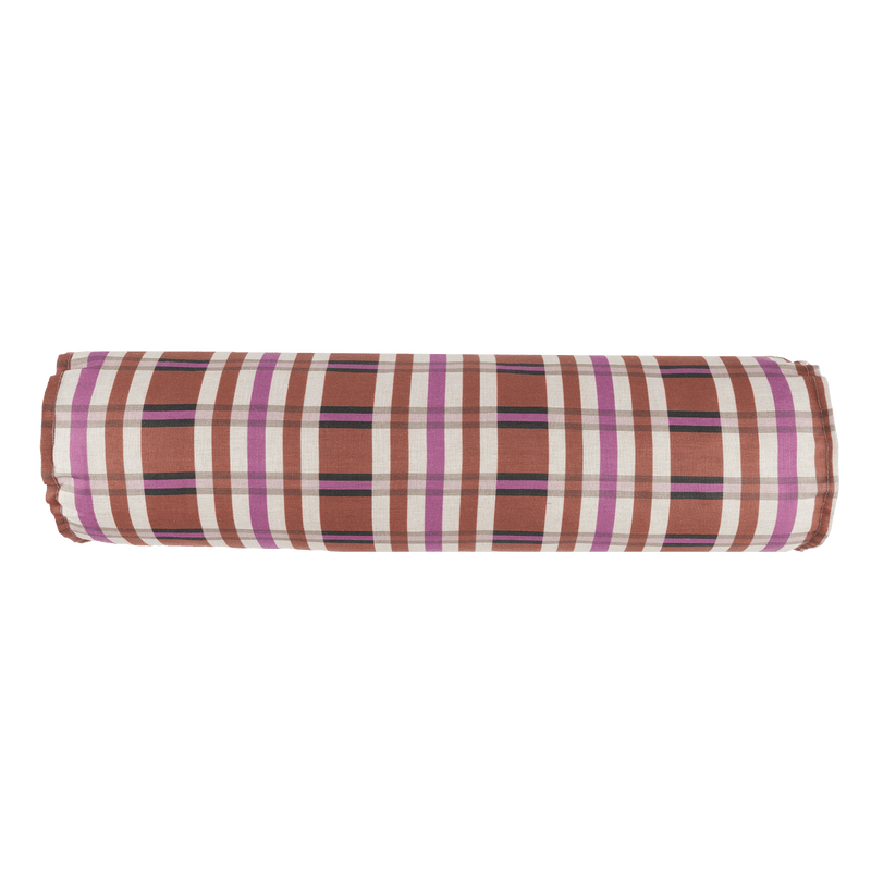 Nobodinoz - Vibes collection - Roll cylinder pillow - Pink Red Grid
