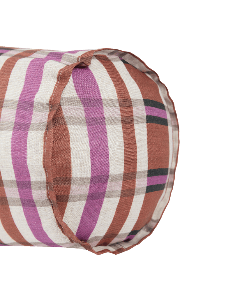 Nobodinoz - Vibes collection - Roll cylinder pillow - Pink Red Grid