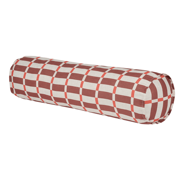 Nobodinoz - Vibes collection - Roll cylinder pillow - Pink Red Grid