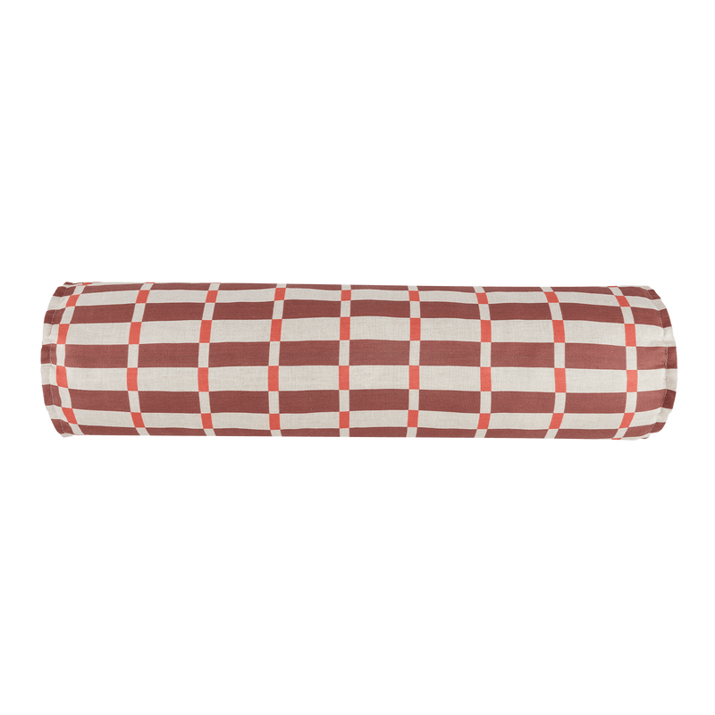 Nobodinoz - Vibes collection - Roll cylinder pillow - Pink Red Grid