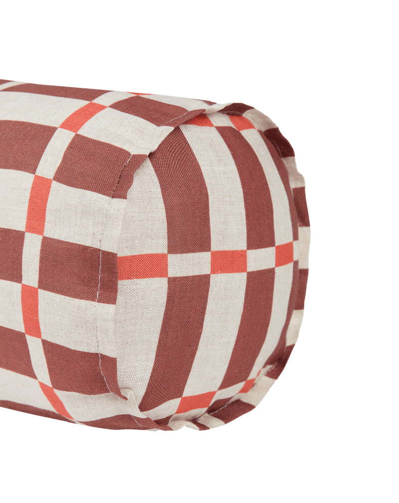 Nobodinoz - Vibes collection - Roll cylinder pillow - Pink Red Grid