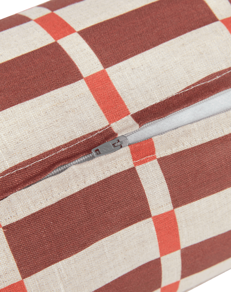 Nobodinoz - Vibes collection - Roll cylinder pillow - Pink Red Grid