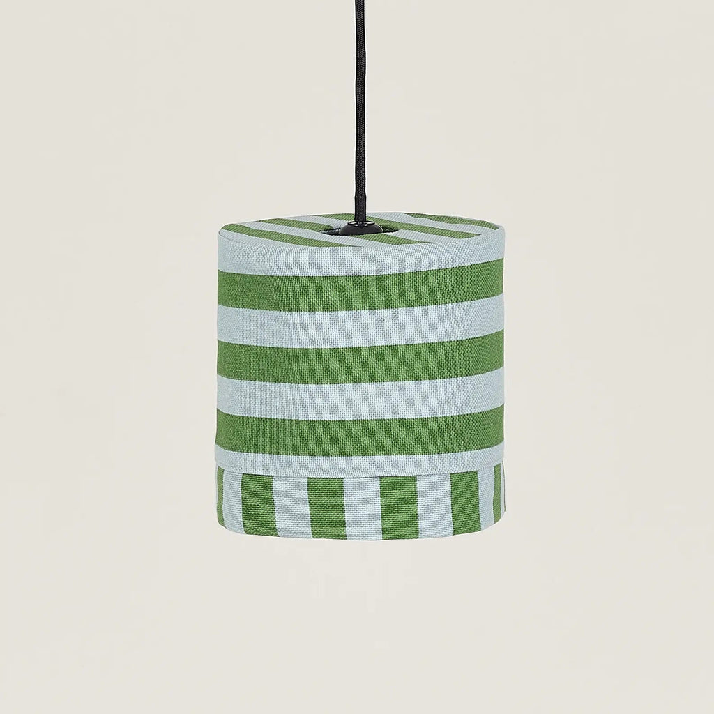Nobodinoz Linda Lampenschirm Green Blue Stripes Ø20 – kleine Hängelampe aus Baumwolle