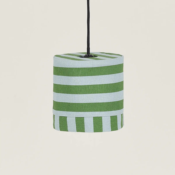 Nobodinoz Linda Lampenschirm Green Blue Stripes Ø20 – kleine Hängelampe aus Baumwolle