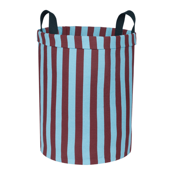 Nobodinoz - Vibes collectie - Round Large Storage Basket - Burgundy/blue stripes