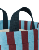 Nobodinoz - Vibes-Kollektion - Runder großer Aufbewahrungskorb - Burgunderrot/blau gestreift