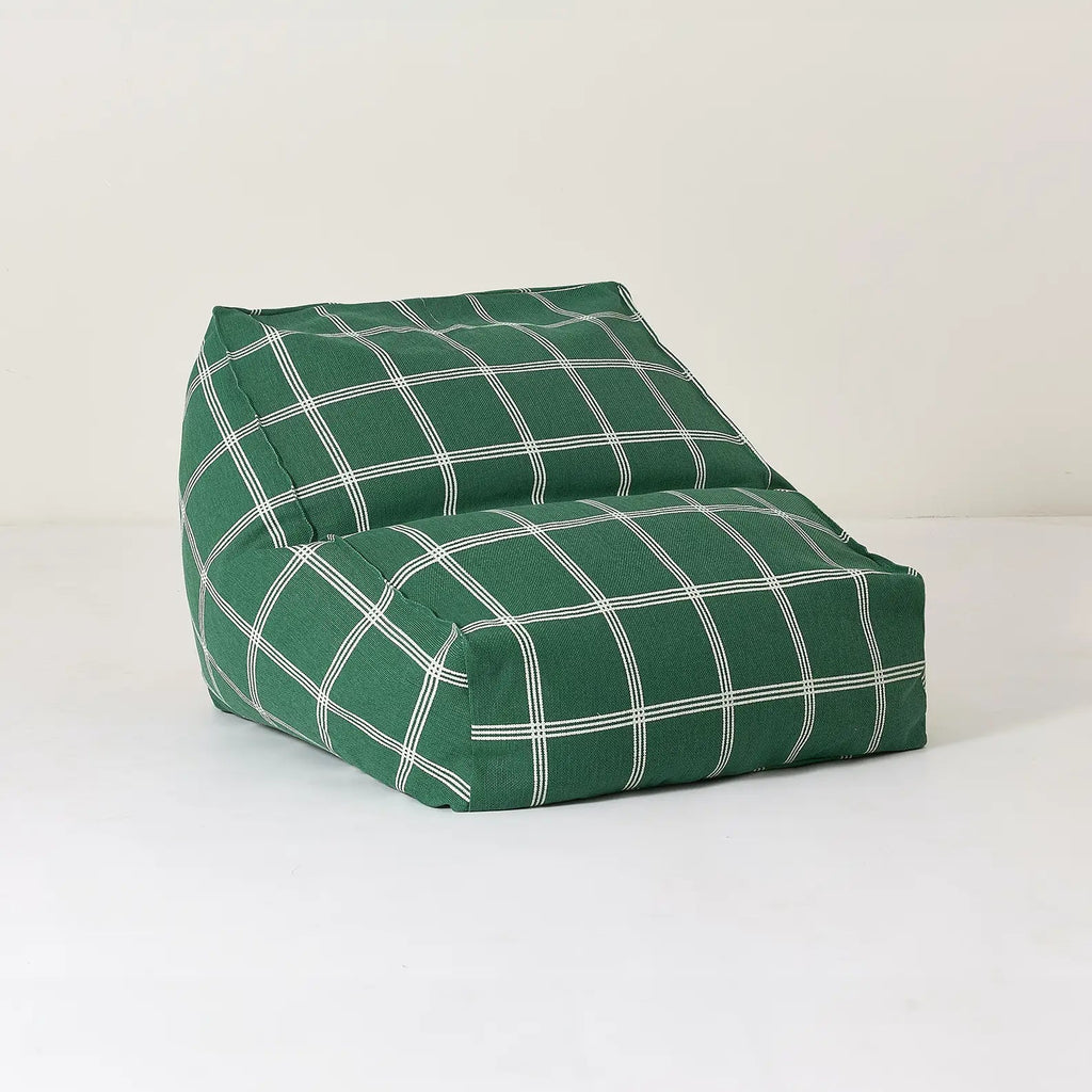 Nobodinoz - Vibes collectie - Zitzak - Green white windowpane