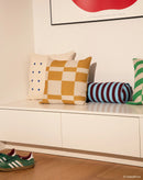 Nobodinoz – Vibes-Kollektion – Rollzylinder-Kissen – Fliedergelbe Streifen