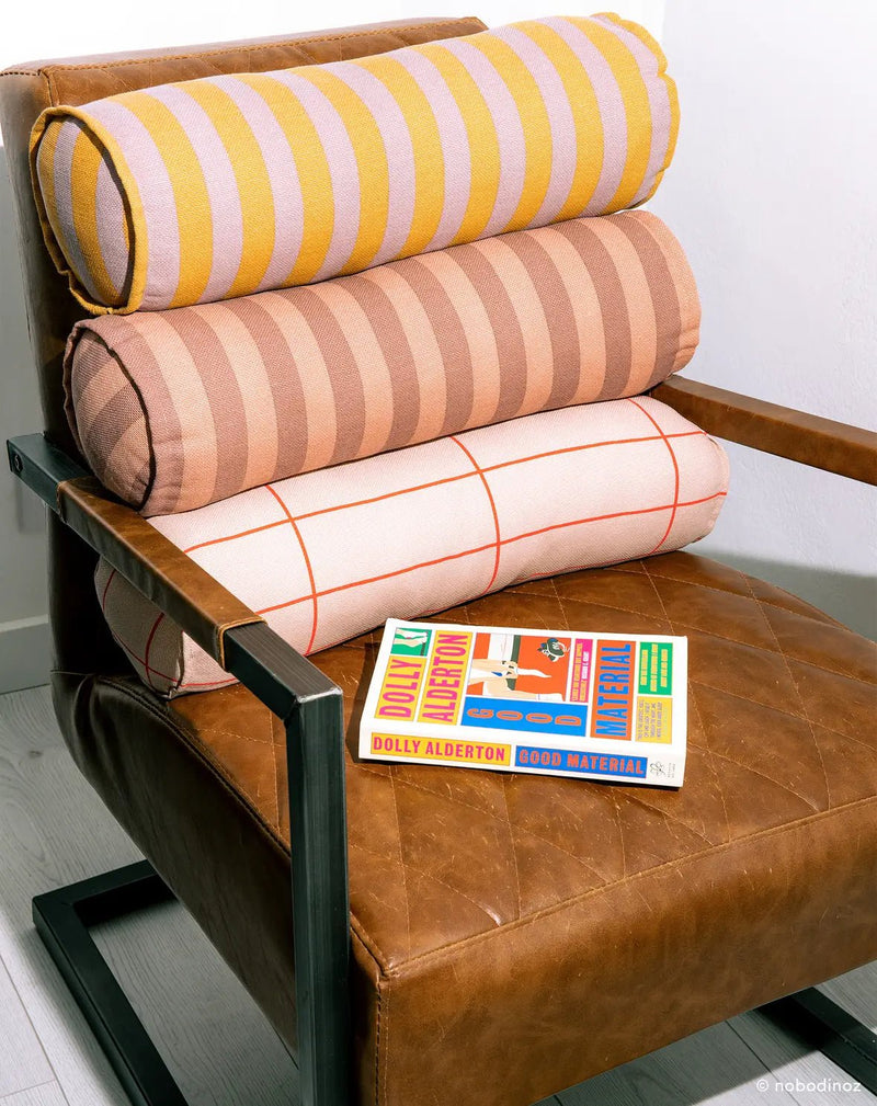 Nobodinoz - Vibes collection - Roll cylinder pillow - Pink Red Grid