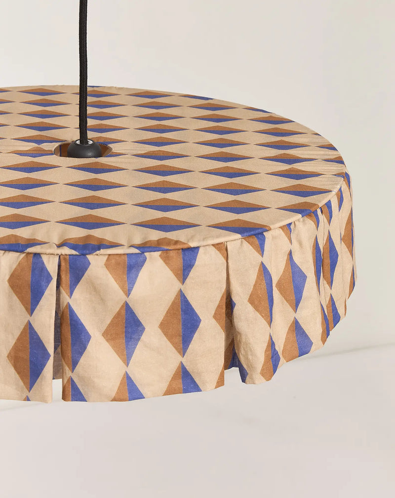 Stoffen Lamp voor de kinderkamer diameter 50 cm blauw/bruin