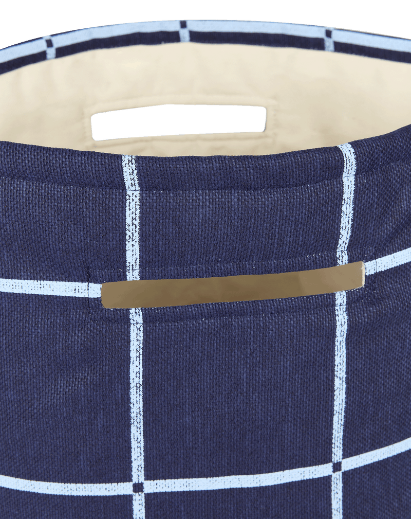 Nobodinoz - Vibes collectie - Storage Basket - Navy Blue Windowpane vintage effect