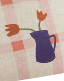 Nobodinoz - Vibes collection - Linen pink cushion with tulip - 44 x 25 cm m