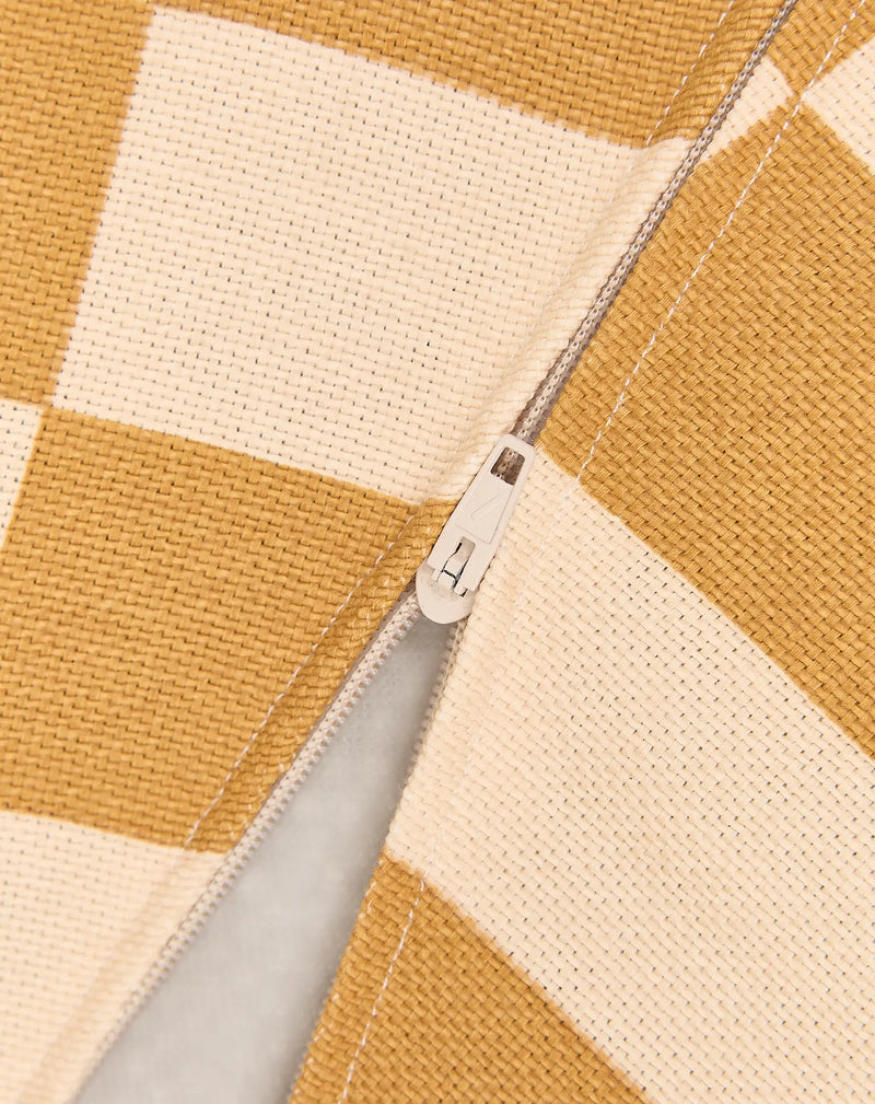 Nobodinoz - Colección Vibes - Puf Redondo - Azulejos Mostaza y Arena