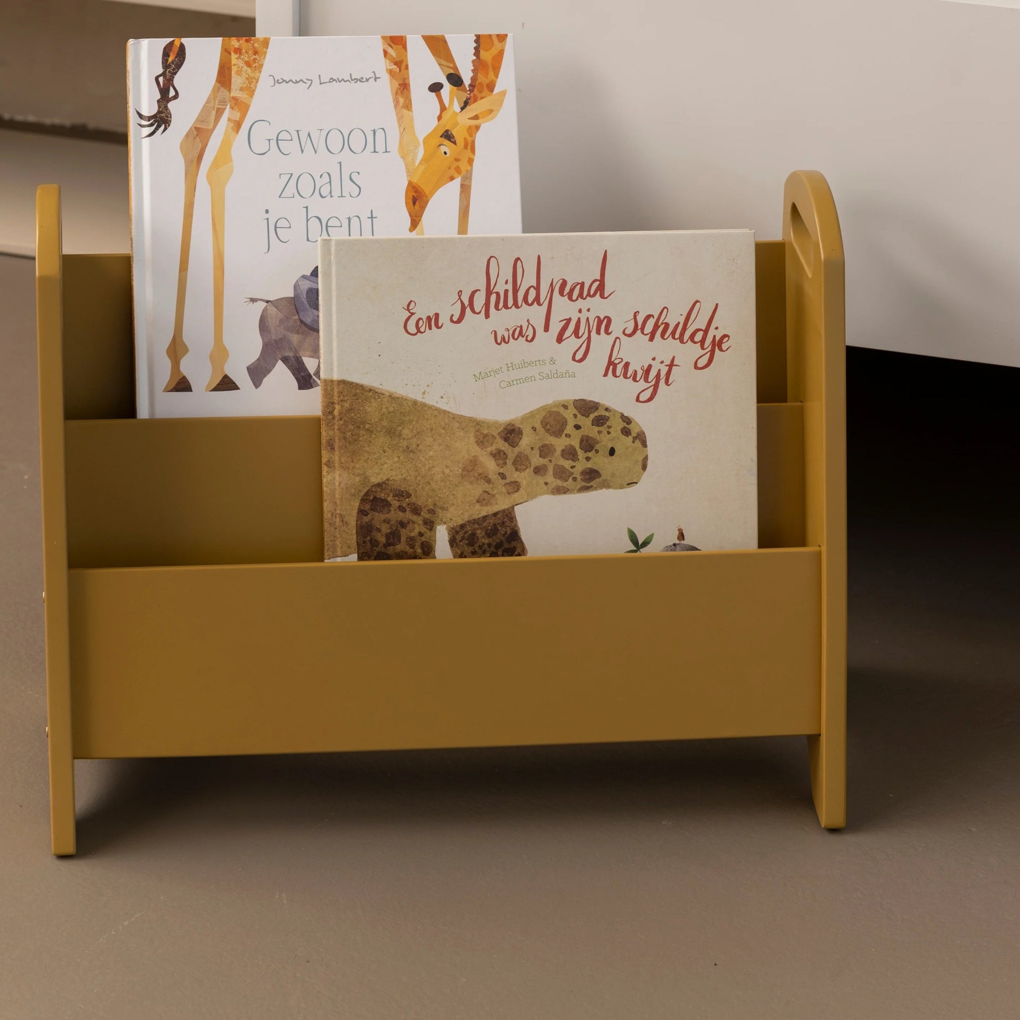 SoBuy Kinderboekenkast met wieltjes, boekenrek voor kinderkamer, met 3 planken en 4 wielen, natuurgroen, 60 x 36 x 82 cm, KMB99-GR