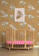 Behang Meet me at the Wall - Owl - Dusty Yellow - Aniek Bartels