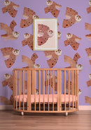 Behang Meet me at the Wall - Owl - Lilac - Aniek Bartels