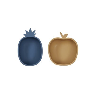 Oyoy Mini Pinneapple &amp; Apple Snack Bowl - Blue/Camel