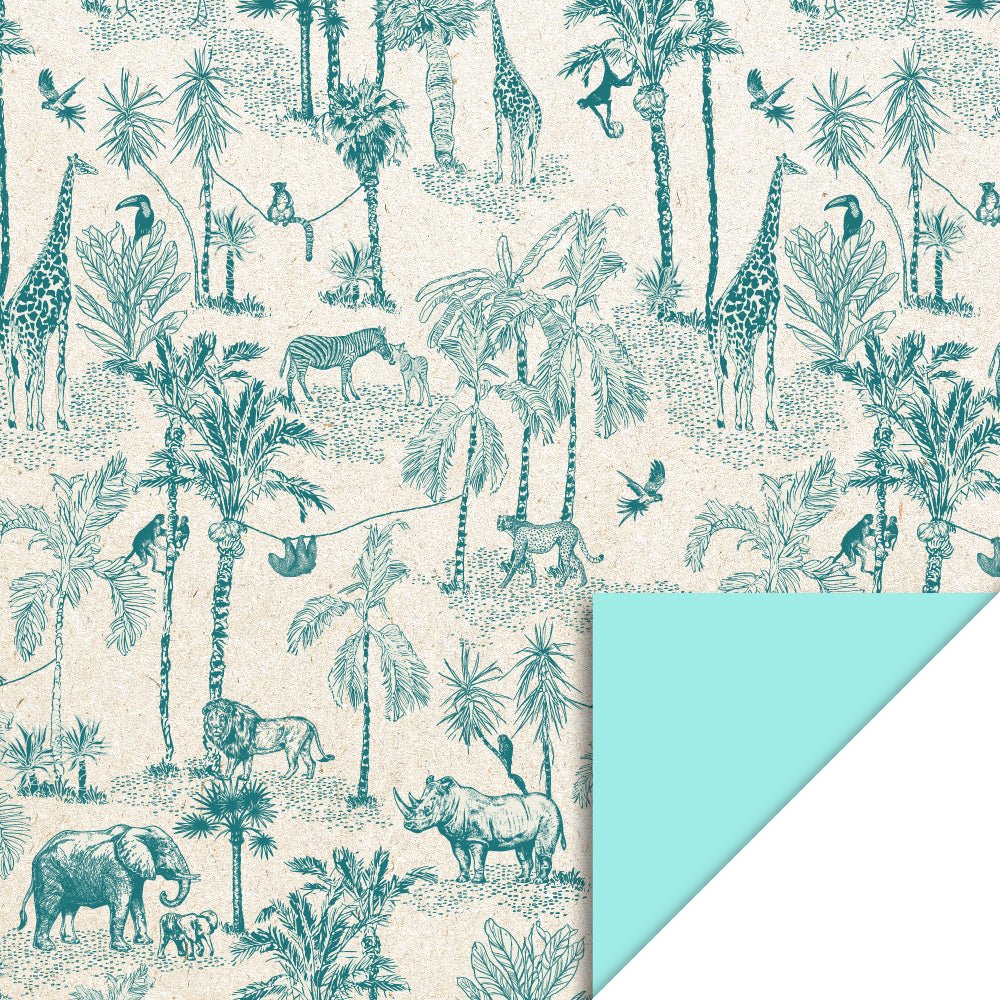 Geschenkpapier von House of Products – Vintage Jungle Jade Blue Mint