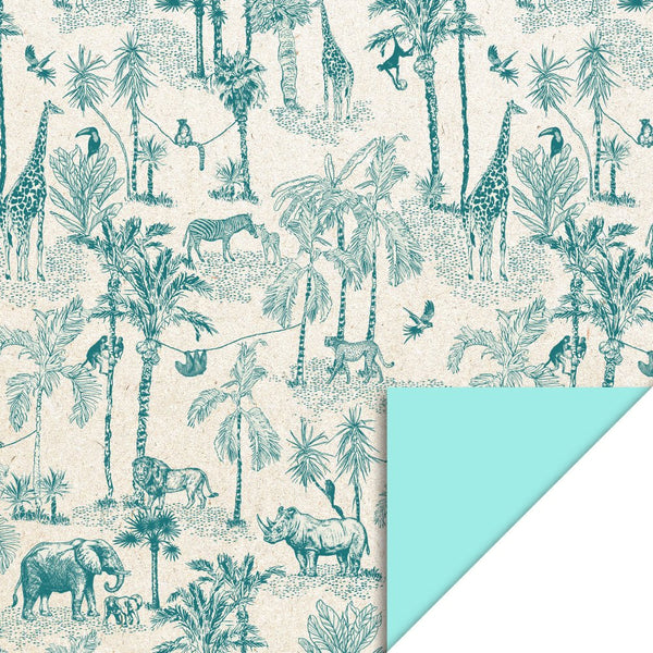 House of Products Wrapping Paper - Vintage Jungle Jade Blue Mint