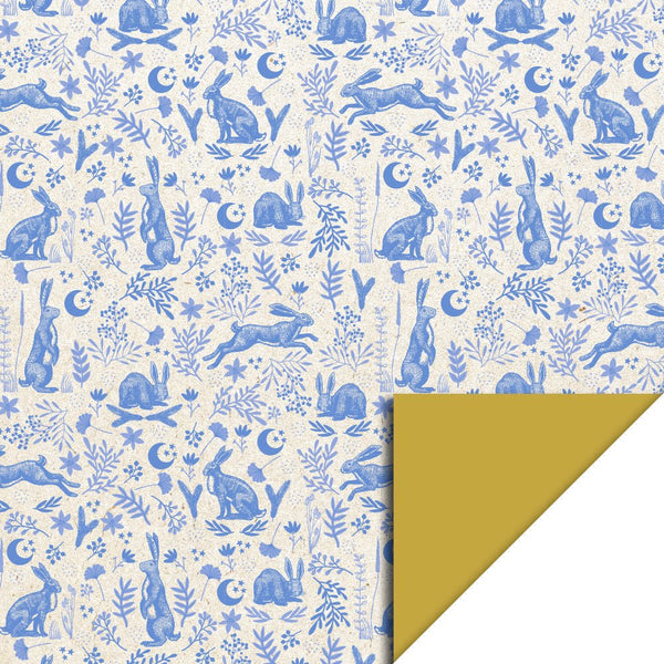  House of Products Wrapping Paper - Hare Indigo Blue - Yellow 