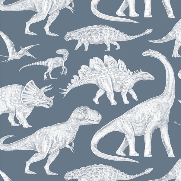 Tapetenmuster Pastelowe Love Dinos – Blau