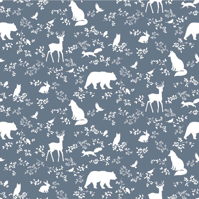 Tapetenbeispiel Pastelowe Love Forest Animals – Blau