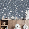 Pastelowe Love behang voor de kinderkamer forest animals bosdieren blauw