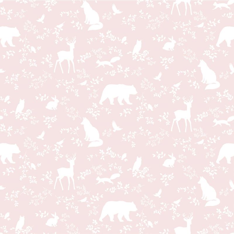 Tapetenbeispiel Pastelowe Love Forest Animals – Rosa