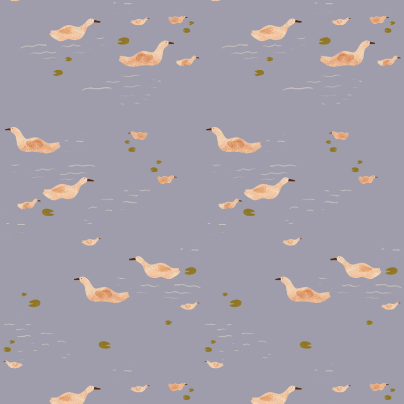 Wallpaper Meet Me at the Wall - Ducks Smokey Periwinkle - Lotte Dirks