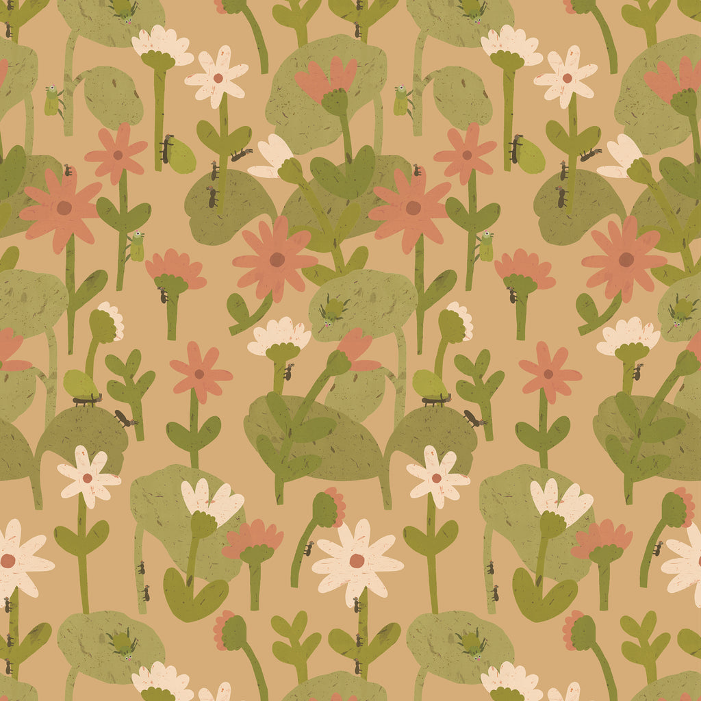 Meet Me at the Wall - Blooming daisies - Warm beige - Lotte Dirks