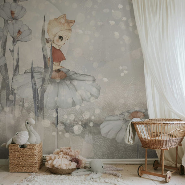 Behang Rebel Walls - Bloomy fields of marion - Blue