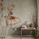 Papier peint Rebel Walls - Champs fleuris de Marion - Gris Vert