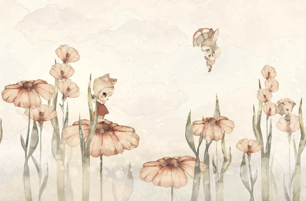 Wallpaper Rebel Walls - Bloomy Fields of Marion - Off White