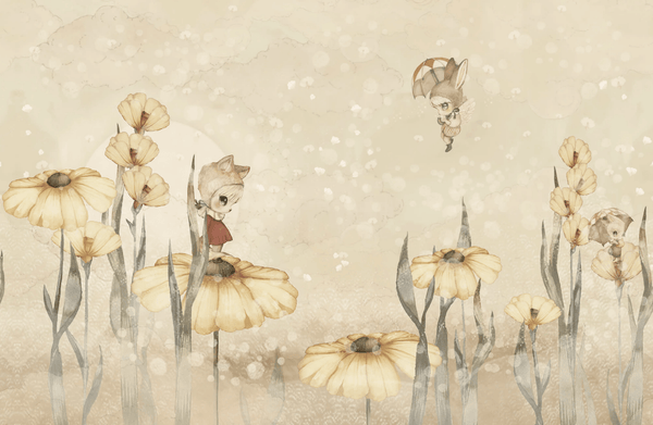 Wallpaper sample Rebel Walls - Bloomy fields of Marion - Warm yellow