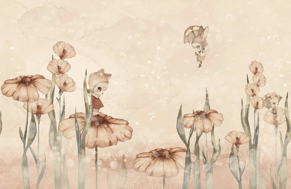 Tapetenmuster Rebel Walls – Blühende Felder von Marion – Pink