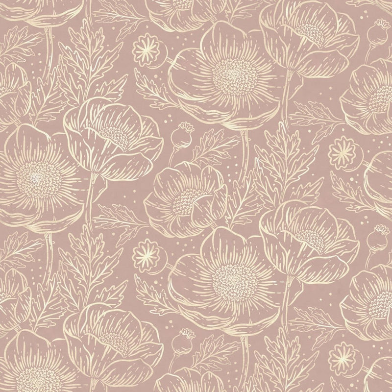 Behang Rebel Walls - Golden Poppy - Dusty Pink
