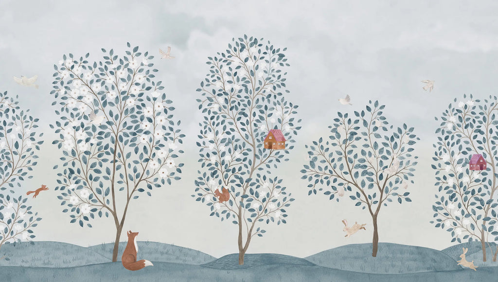 Papier peint Rebel Walls - Happy Heaven - Bleu clair