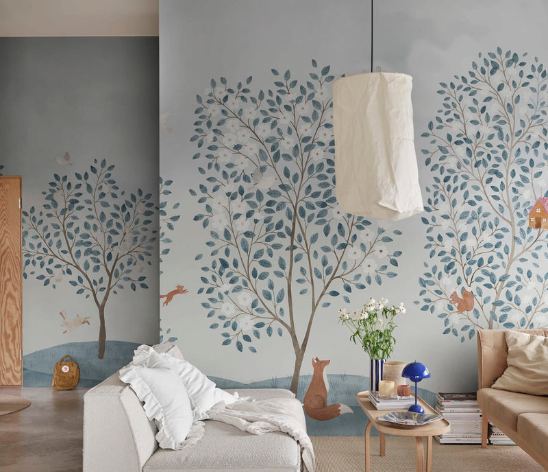 Papier peint Rebel Walls - Happy Heaven - Bleu clair