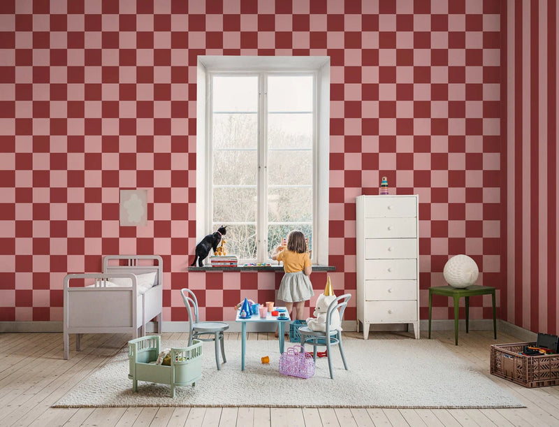 Behangstaal Rebel Walls - Happy Squares - Raspberry
