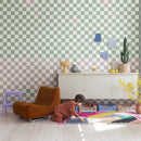 Wallpaper Rebel Walls - Pixels - Green & Pink