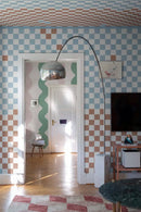 Wallpaper Rebel Walls - Pixels - Orange & Blue