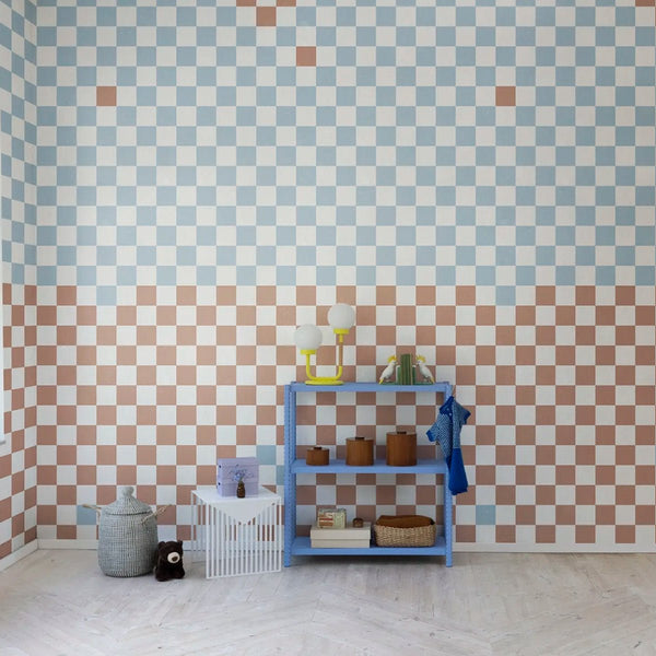 Wallpaper Rebel Walls - Pixels - Orange & Blue