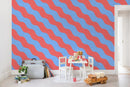 Wallpaper Rebel Walls - Polka Stripe - Red & Blue