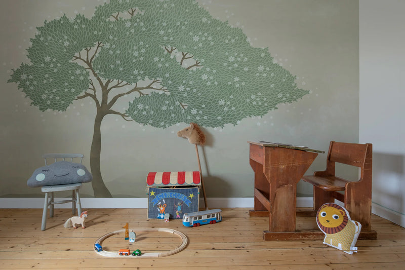 Wallpaper sample Rebel Walls - Windy Tree - Light green