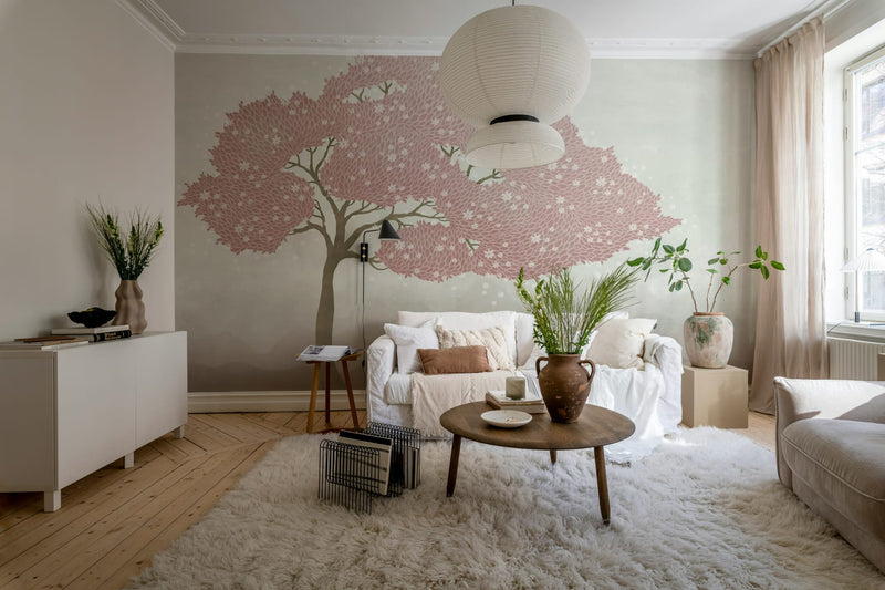 Wallpaper sample Rebel Walls - Windy Tree - Pink