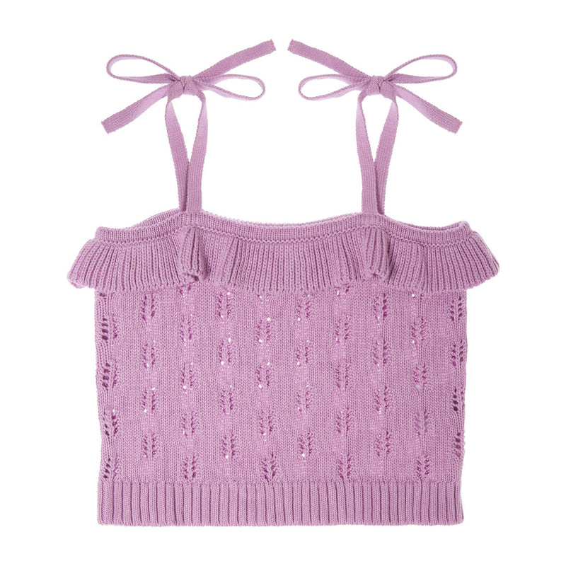 Tocoto Vintage - Knitted top with flowers - Lilac