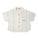 Tocoto Vintage - farbige Streifen Hawai Shirt - Off White